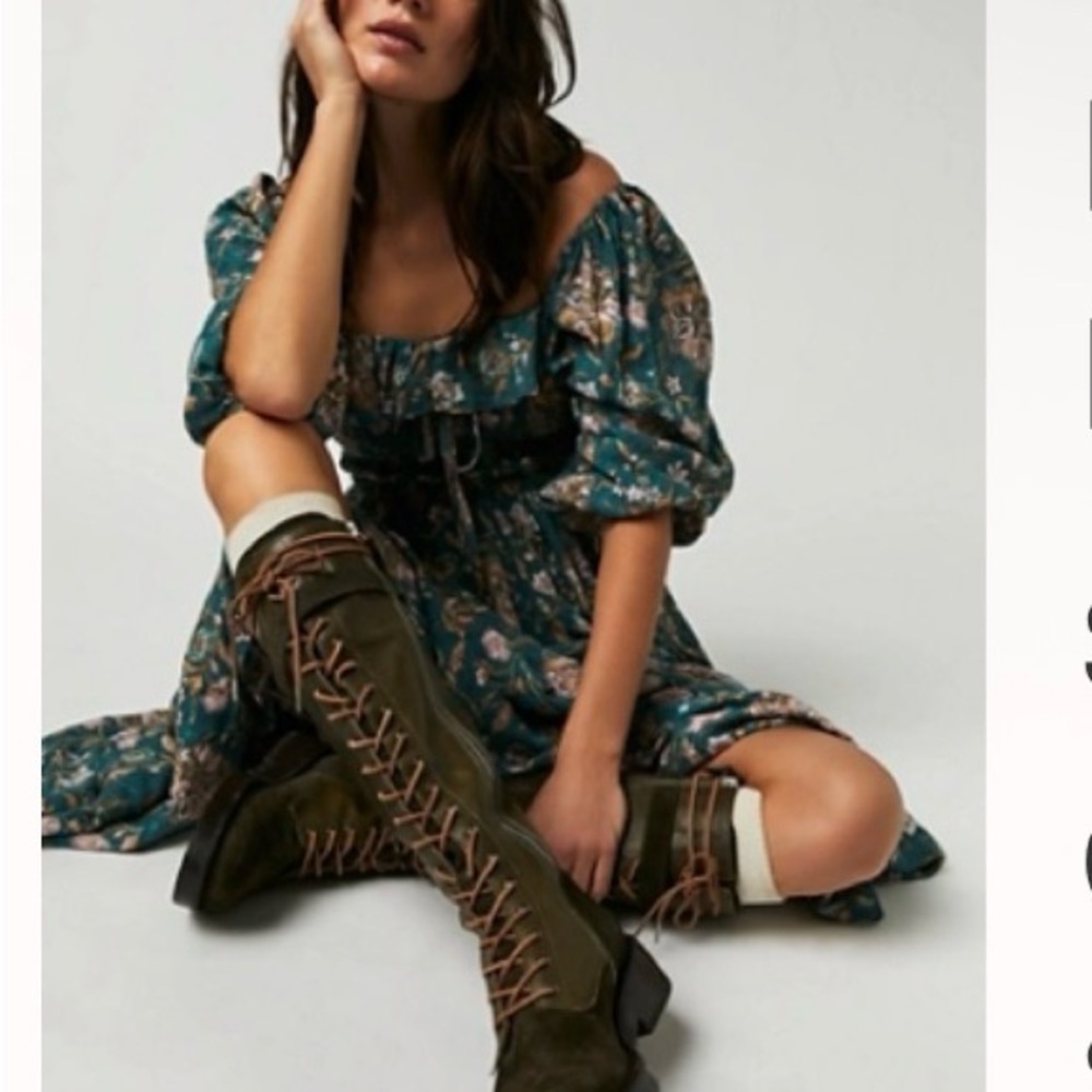 Free People Olive Lace-Up Boots